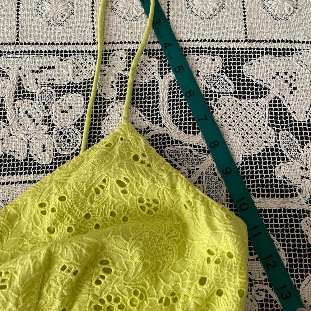 Maeve by Anthropologie Chartreuse Neon Yellow Eyelet Peplum Cami Top Size xl - Picture 7 of 8